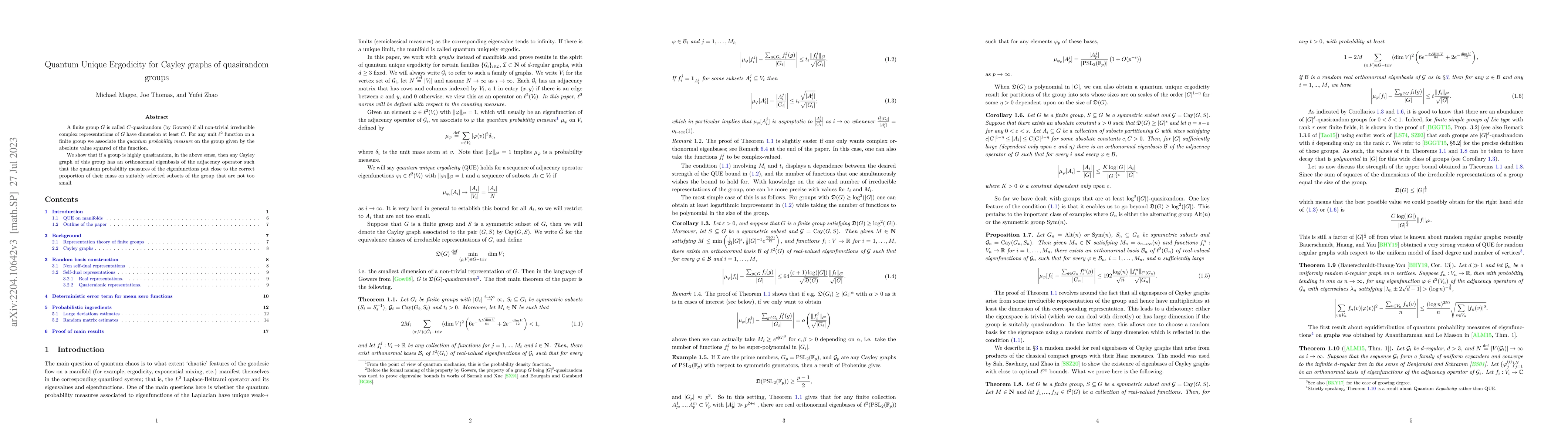 Thumbnail for Quantum Unique Ergodicity for Cayley graphs of quasirandom groups