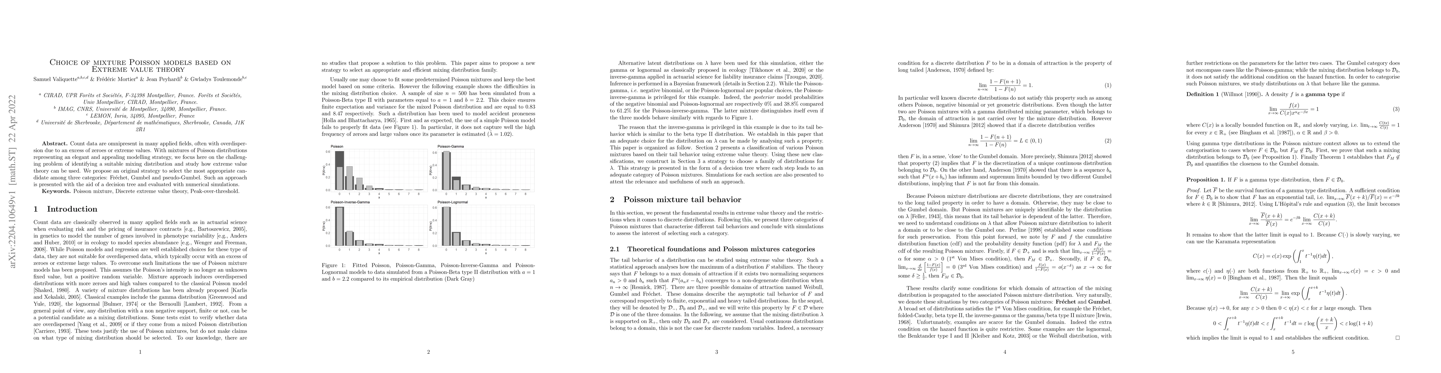 Thumbnail for Choice of mixture Poisson models based on Extreme value theory