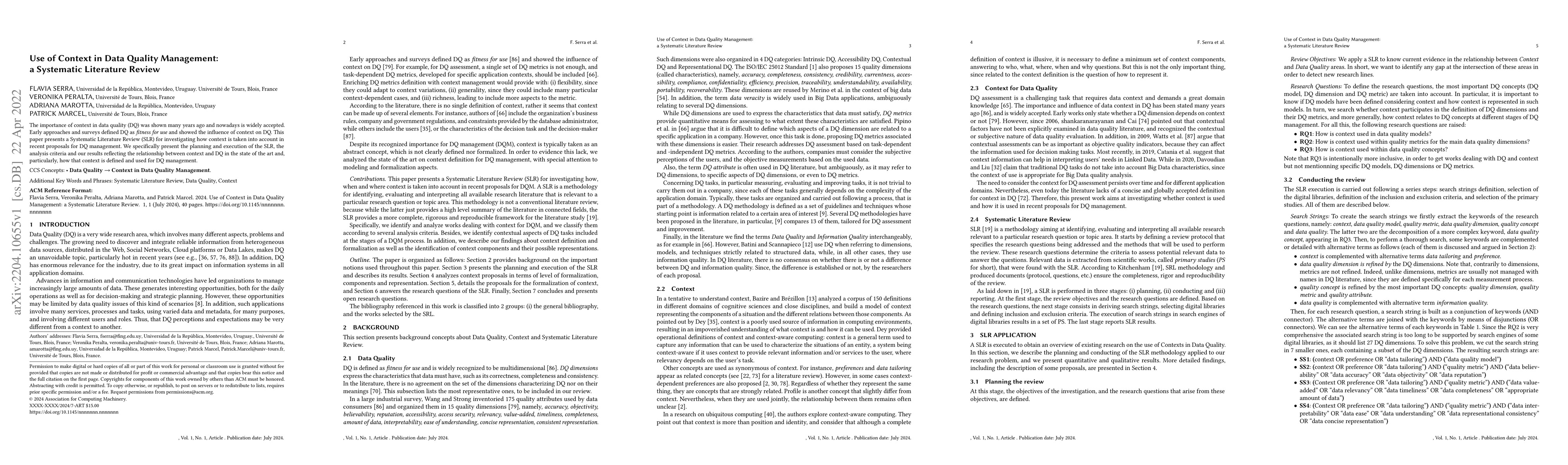 Thumbnail for Use of Context in Data Quality Management: a Systematic Literature
  Review