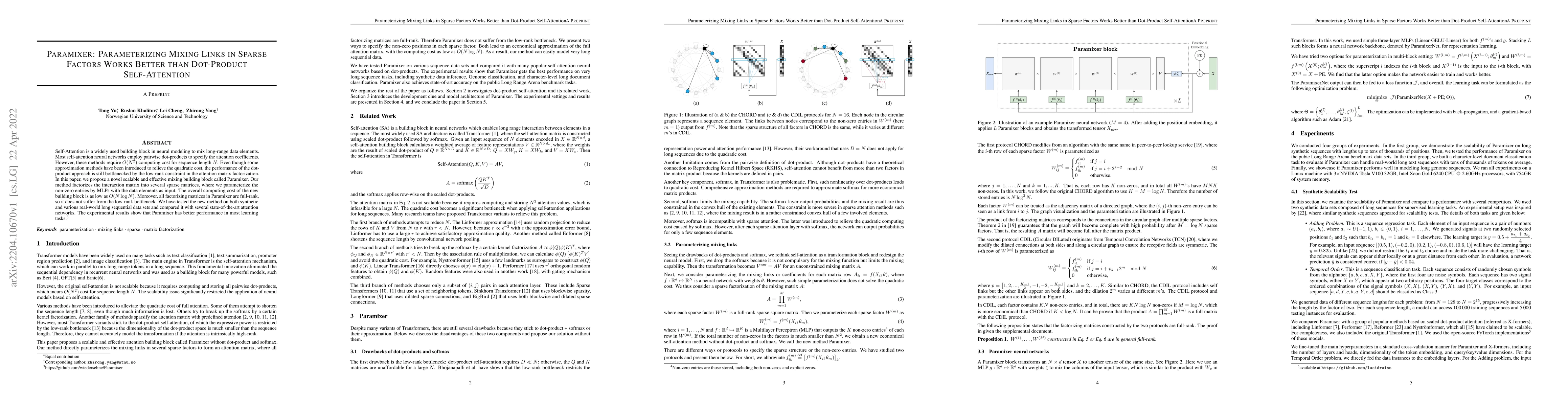 Thumbnail for Paramixer: Parameterizing Mixing Links in Sparse Factors Works Better
  than Dot-Product Self-Attention