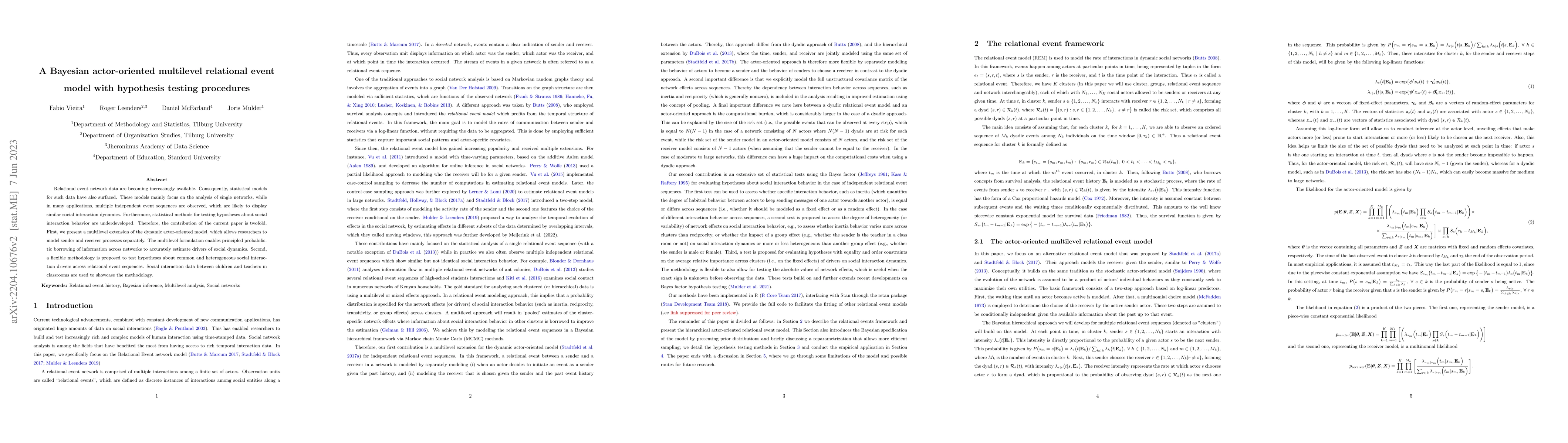 Thumbnail for A Bayesian actor-oriented multilevel relational event model with
  hypothesis testing procedures