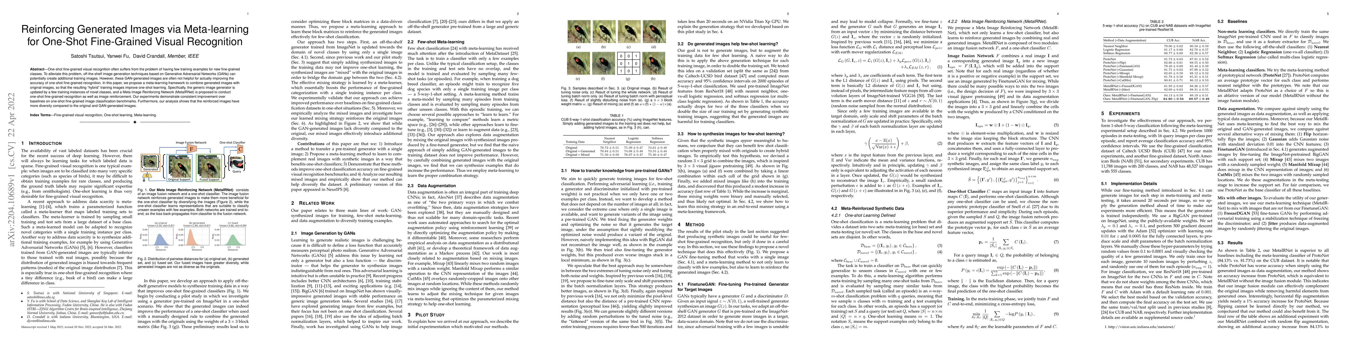 Thumbnail for Reinforcing Generated Images via Meta-learning for One-Shot Fine-Grained
  Visual Recognition