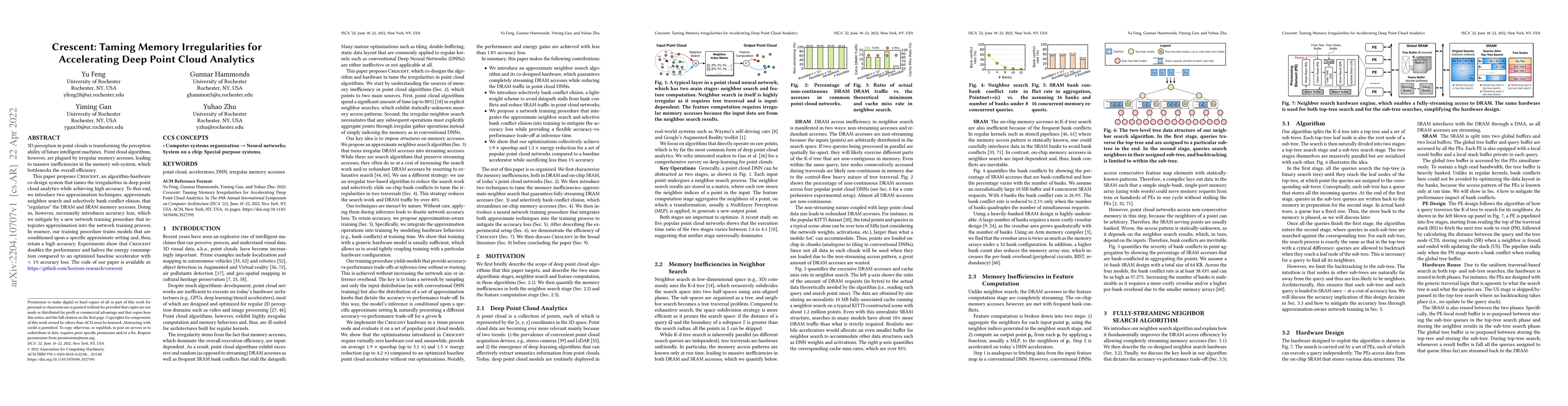Thumbnail for Crescent: Taming Memory Irregularities for Accelerating Deep Point Cloud
  Analytics