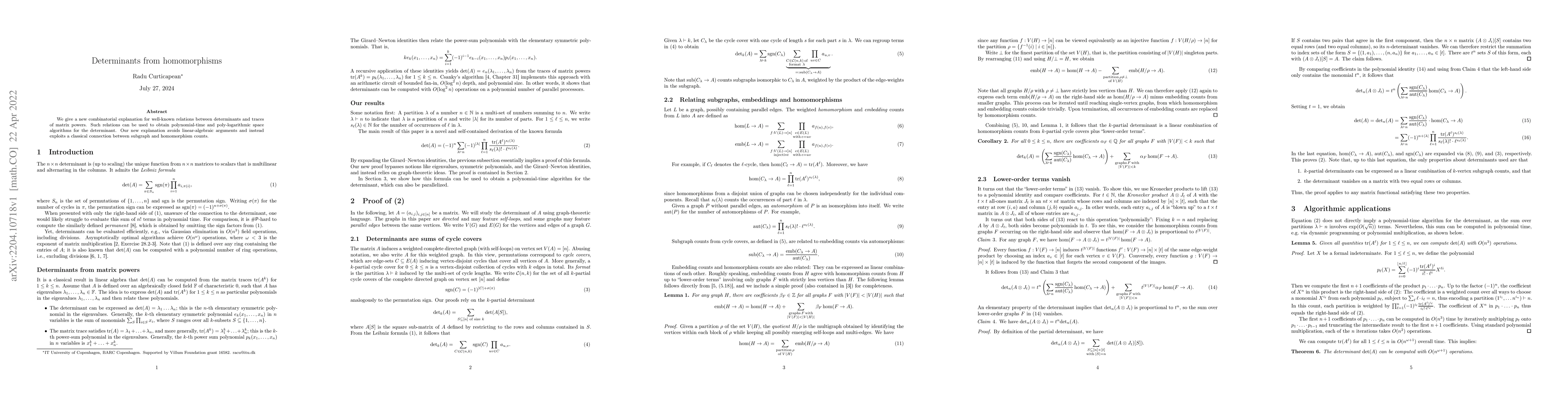 Thumbnail for Determinants from homomorphisms