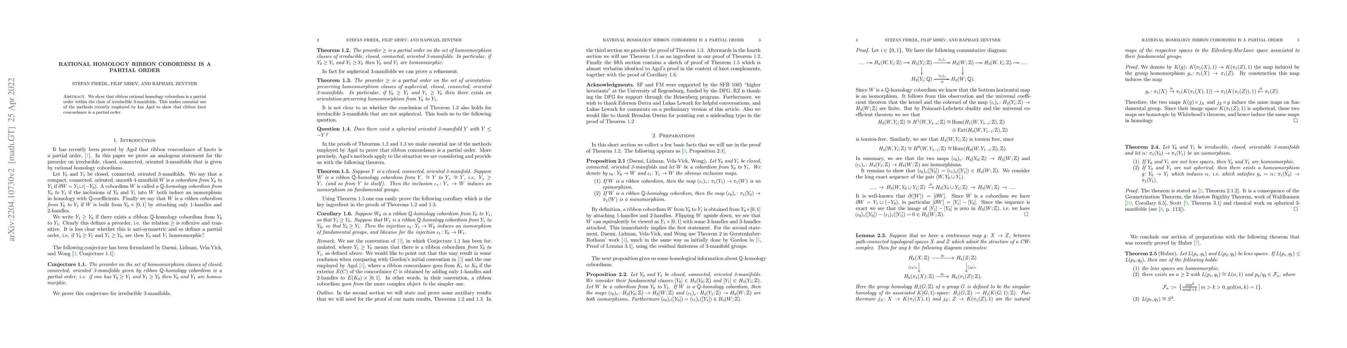 Thumbnail for Rational homology ribbon cobordism is a partial order