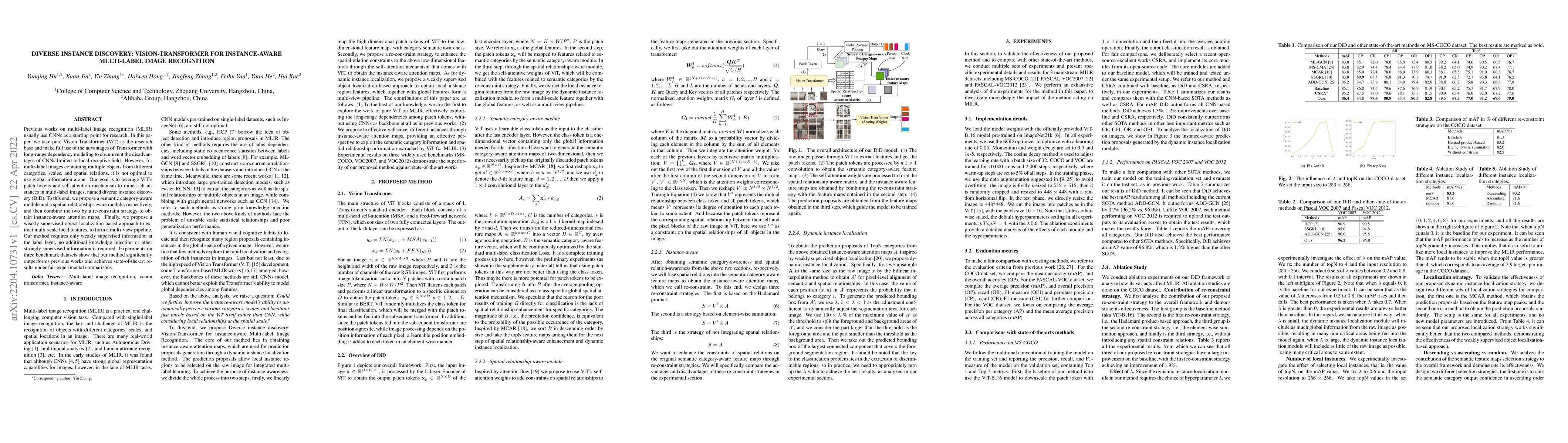 Thumbnail for Diverse Instance Discovery: Vision-Transformer for Instance-Aware
  Multi-Label Image Recognition