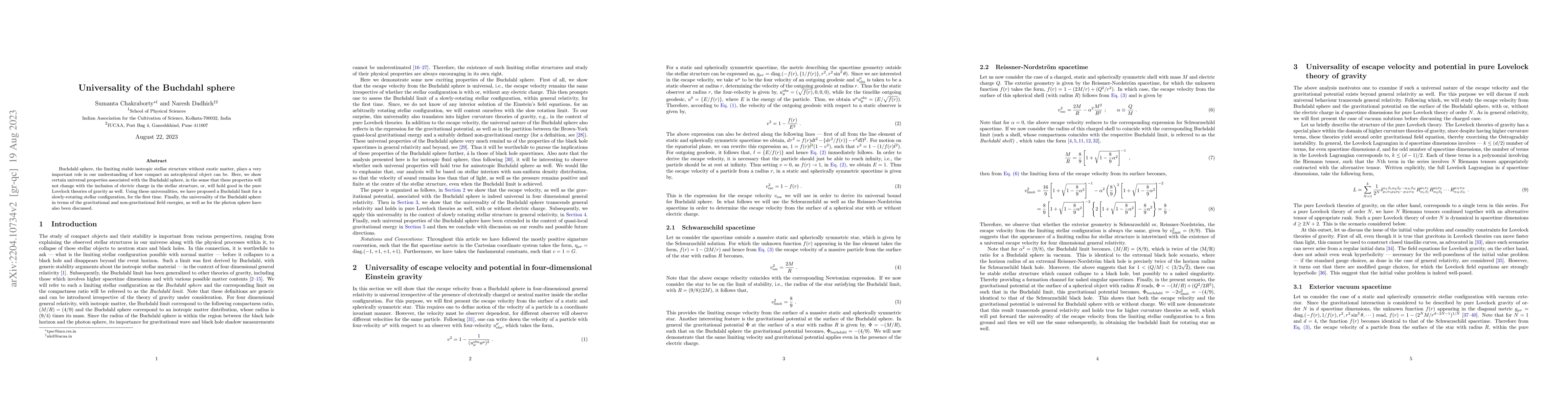 Thumbnail for Universality of the Buchdahl sphere