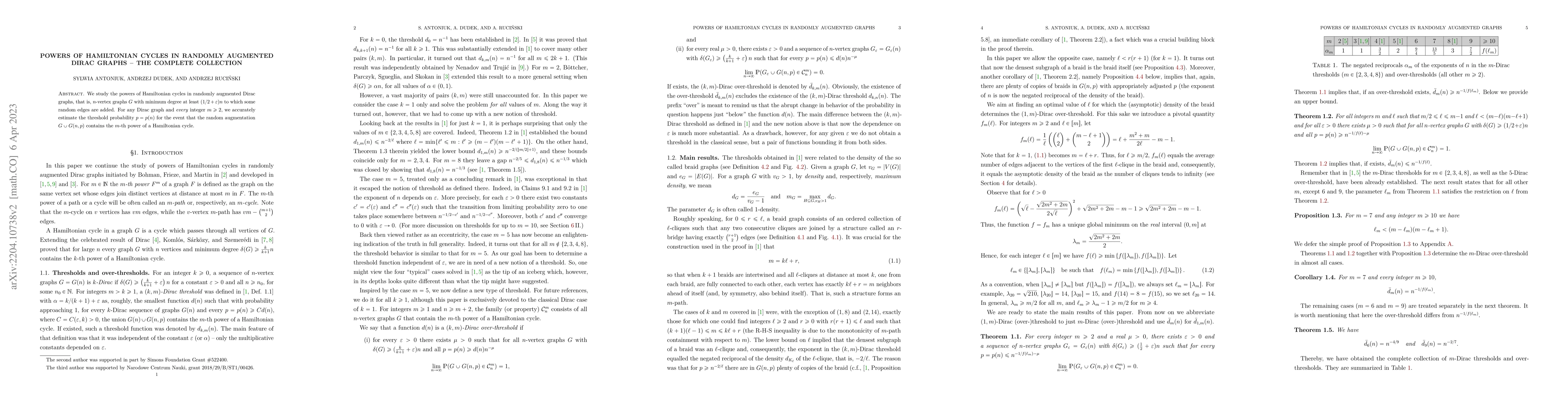Thumbnail for Powers of Hamiltonian cycles in randomly augmented Dirac graphs -- the
  complete collection
