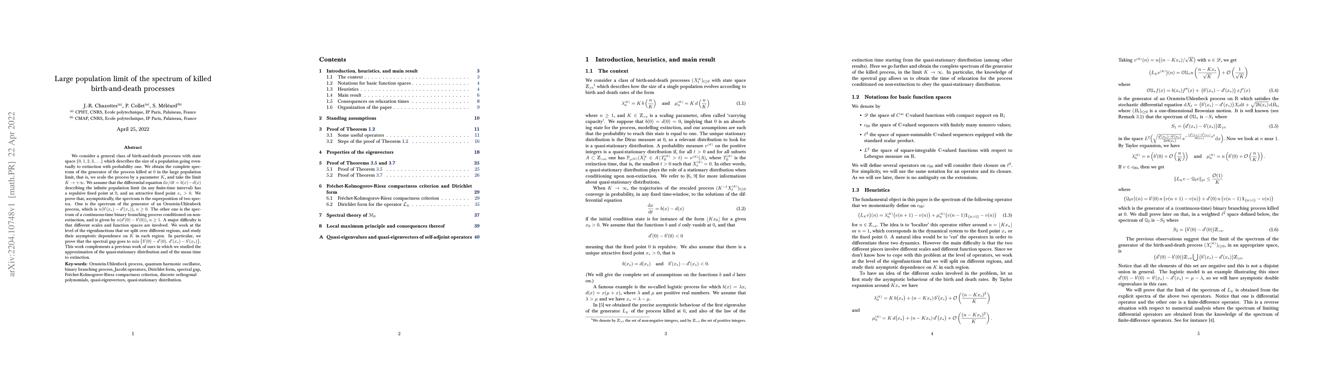 Thumbnail for Large population limit of the spectrum of killed birth-and-death
  processes