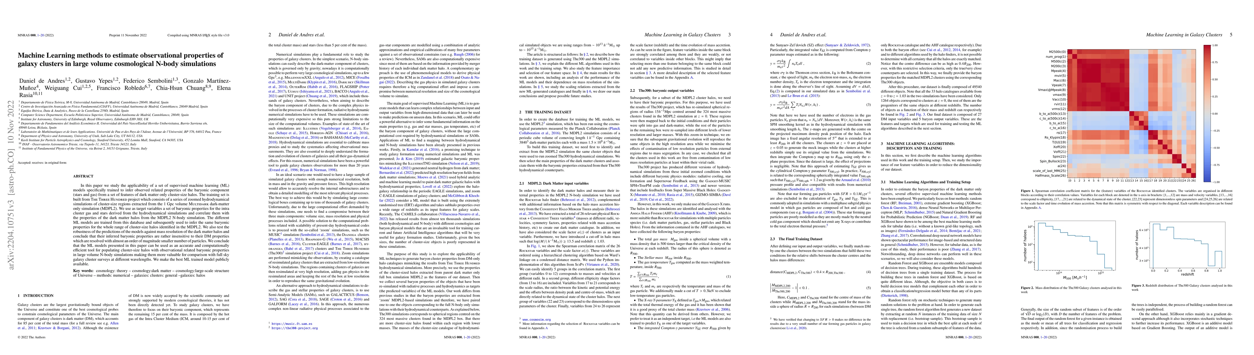 Thumbnail for Machine Learning methods to estimate observational properties of galaxy
  clusters in large volume cosmological N-body simulations