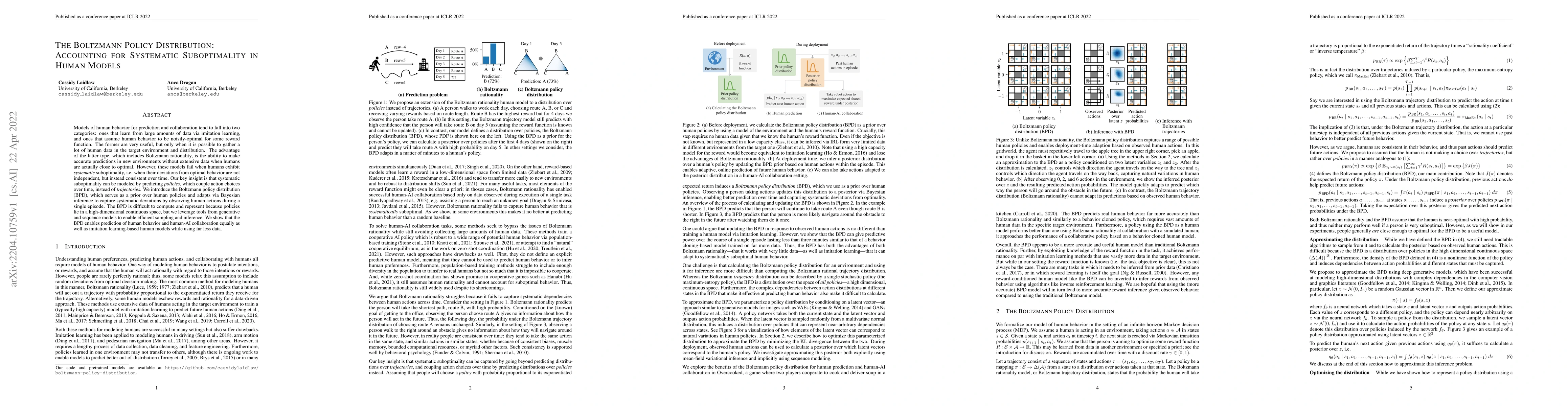 Thumbnail for The Boltzmann Policy Distribution: Accounting for Systematic
  Suboptimality in Human Models