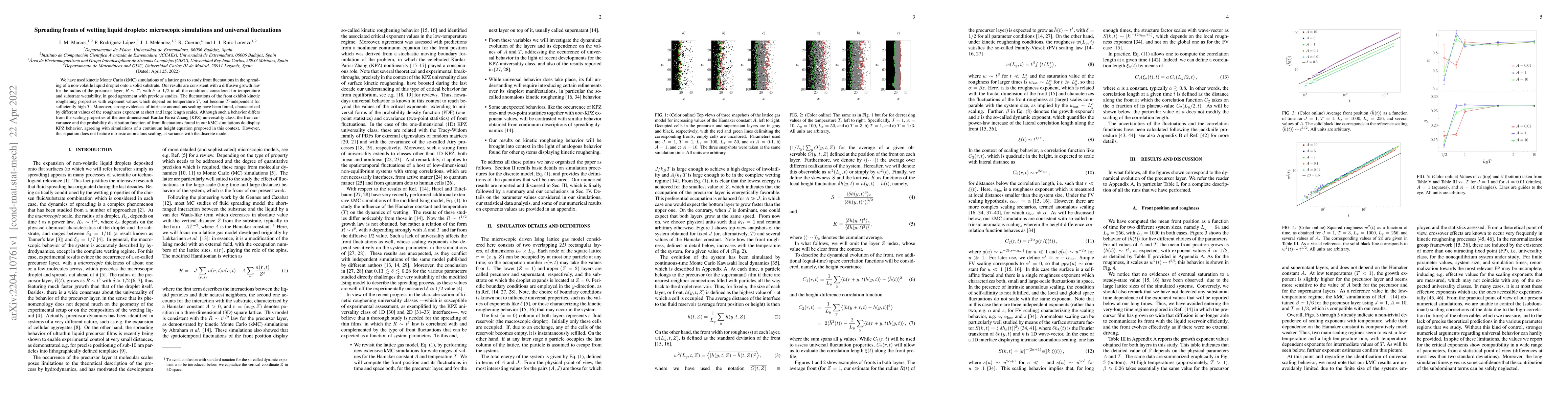 Thumbnail for Spreading fronts of wetting liquid droplets: microscopic simulations and
  universal fluctuations