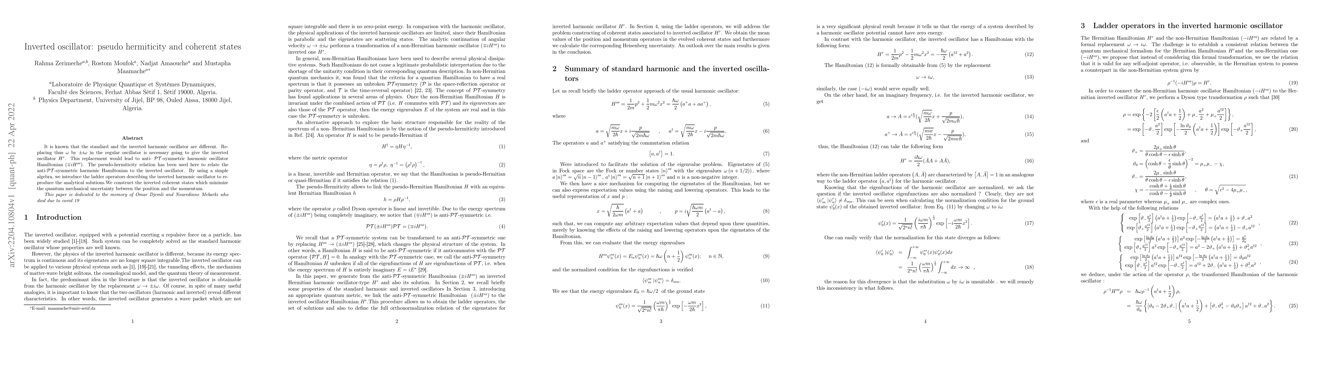 Thumbnail for Inverted oscillator: pseudo hermiticity and coherent states