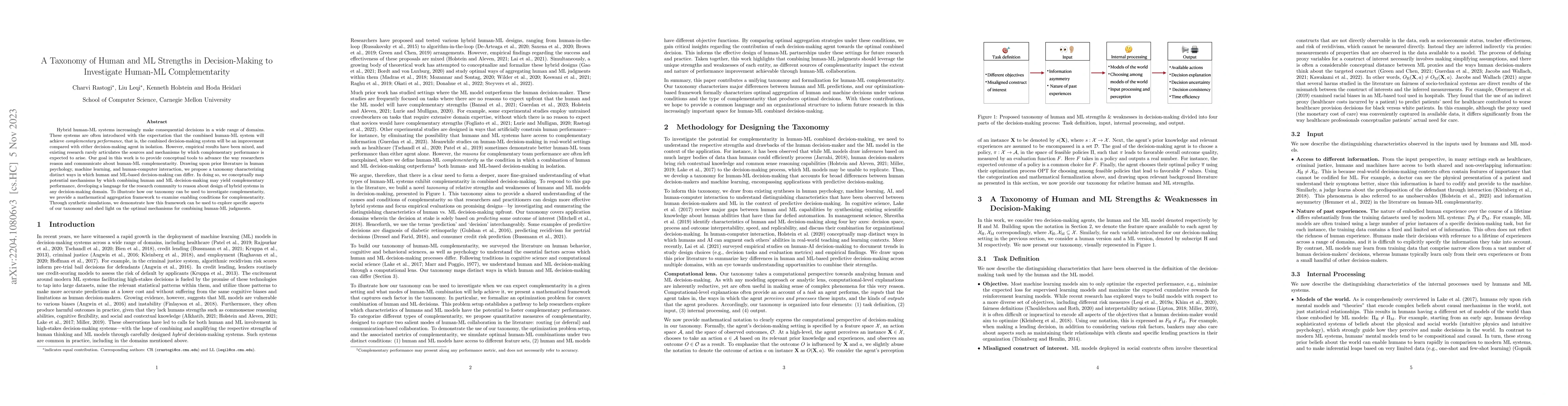 Thumbnail for A Taxonomy of Human and ML Strengths in Decision-Making to Investigate
  Human-ML Complementarity