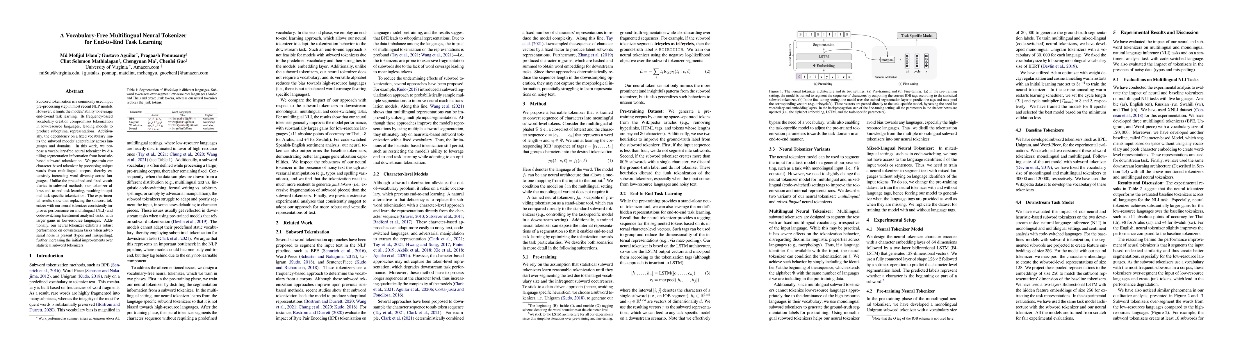 Thumbnail for A Vocabulary-Free Multilingual Neural Tokenizer for End-to-End Task
  Learning