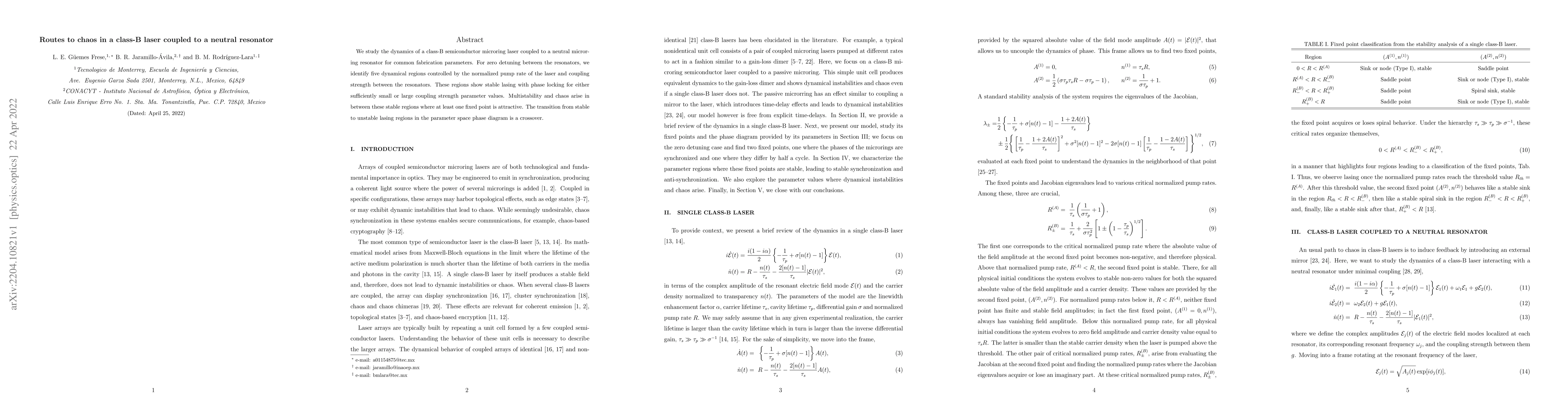Thumbnail for Routes to chaos in a class-B laser coupled to a neutral resonator
