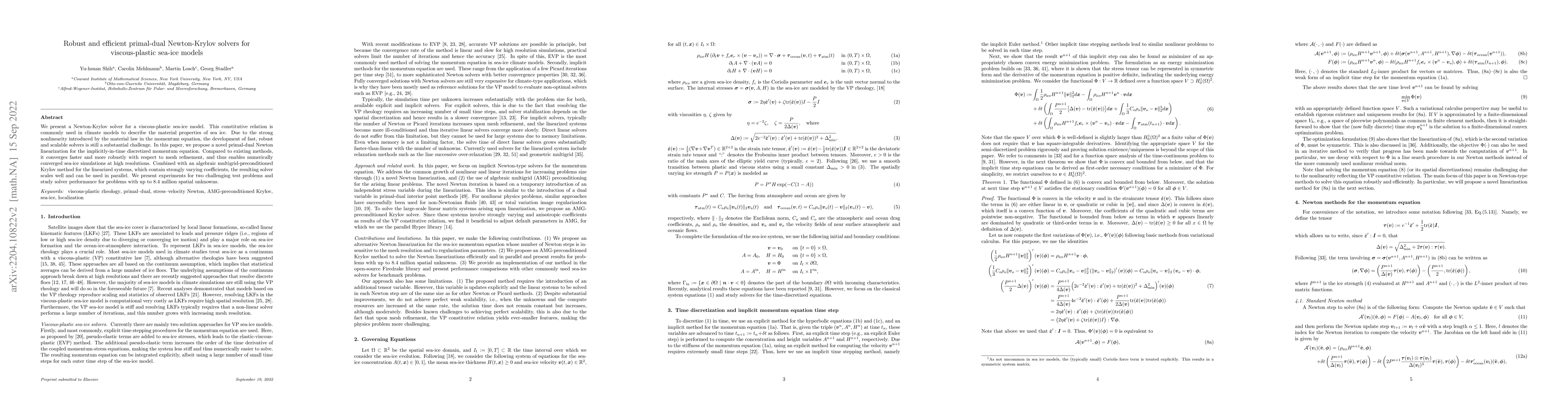 Thumbnail for Robust and efficient primal-dual Newton-Krylov solvers for
  viscous-plastic sea-ice models