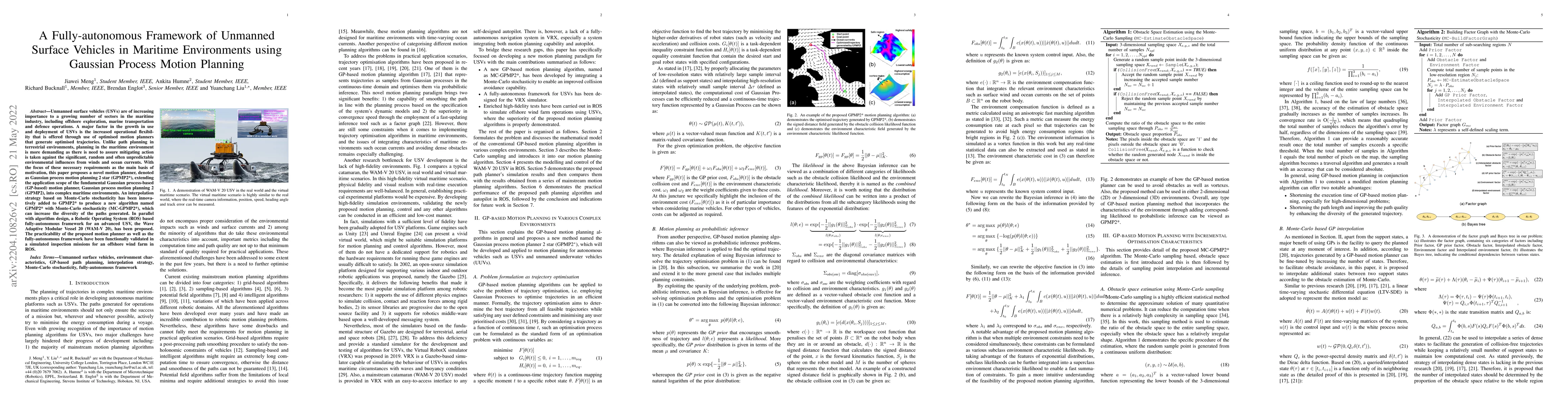 Thumbnail for A Fully-autonomous Framework of Unmanned Surface Vehicles in Maritime
  Environments using Gaussian Process Motion Planning