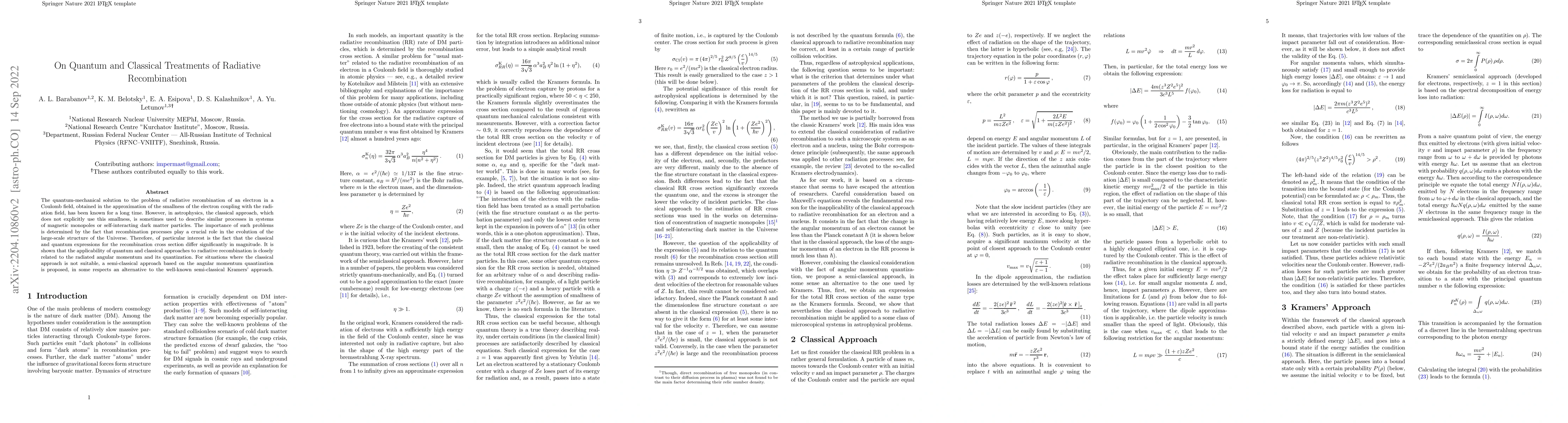 Thumbnail for On Quantum and Classical Treatments of Radiative Recombination