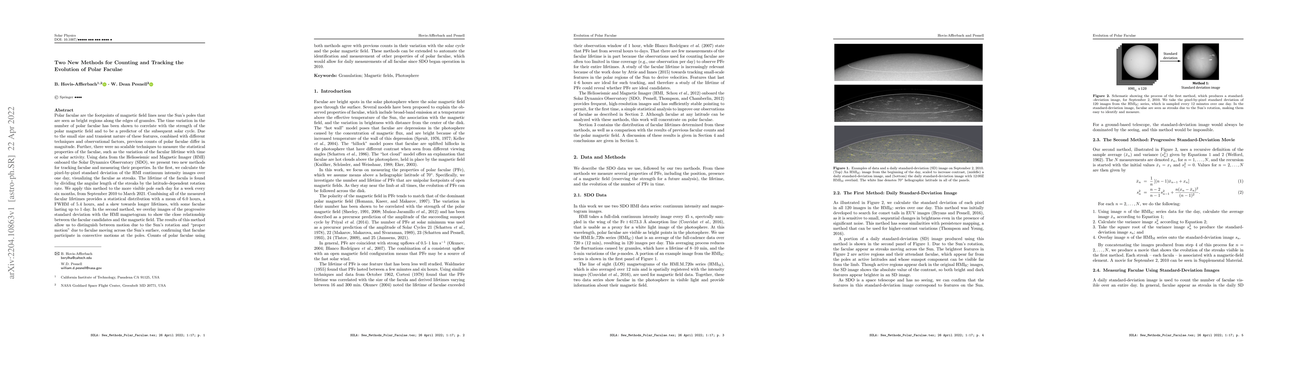 Thumbnail for Two New Methods for Counting and Tracking the Evolution of Polar Faculae