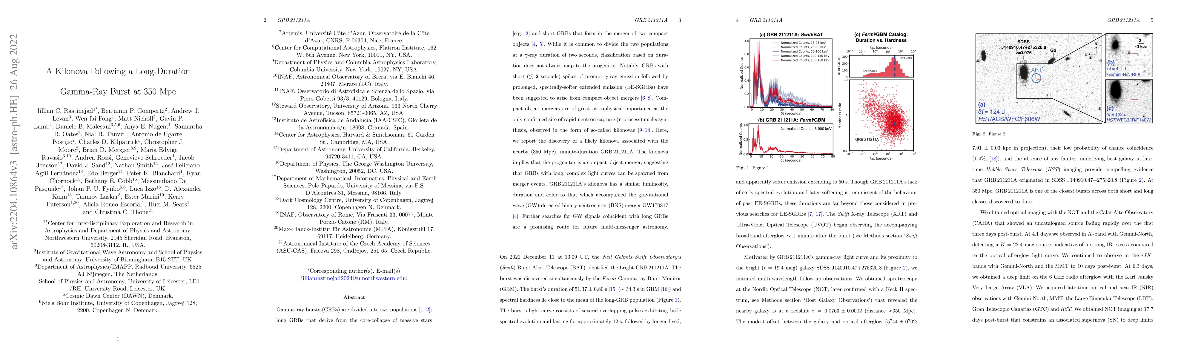Thumbnail for A Kilonova Following a Long-Duration Gamma-Ray Burst at 350 Mpc