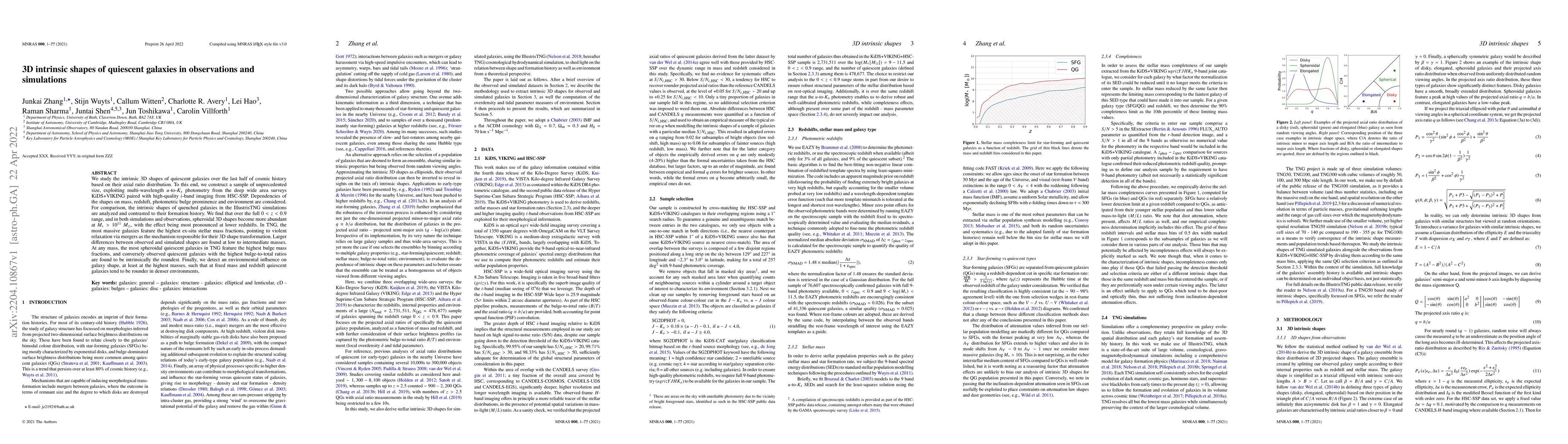 Thumbnail for 3D intrinsic shapes of quiescent galaxies in observations and
  simulations