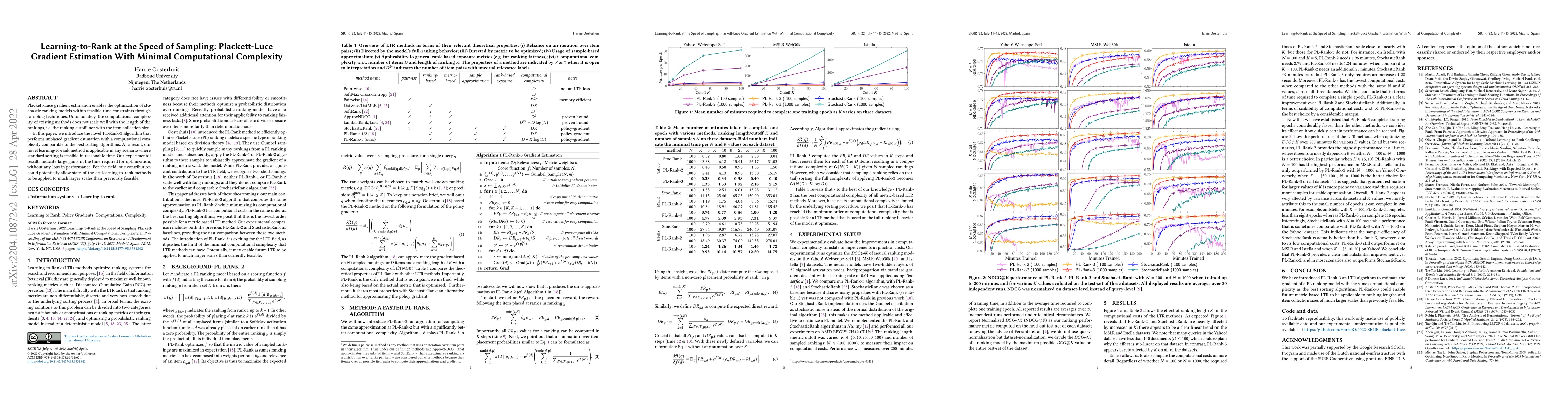 Thumbnail for Learning-to-Rank at the Speed of Sampling: Plackett-Luce Gradient
  Estimation With Minimal Computational Complexity