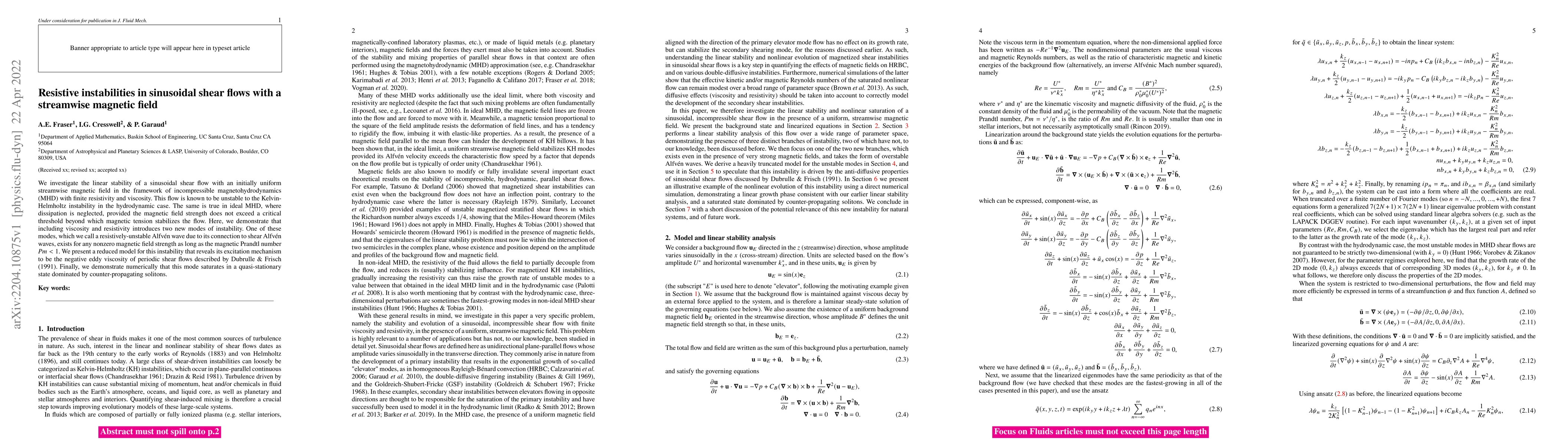 Thumbnail for Resistive instabilities in sinusoidal shear flows with a streamwise
  magnetic field