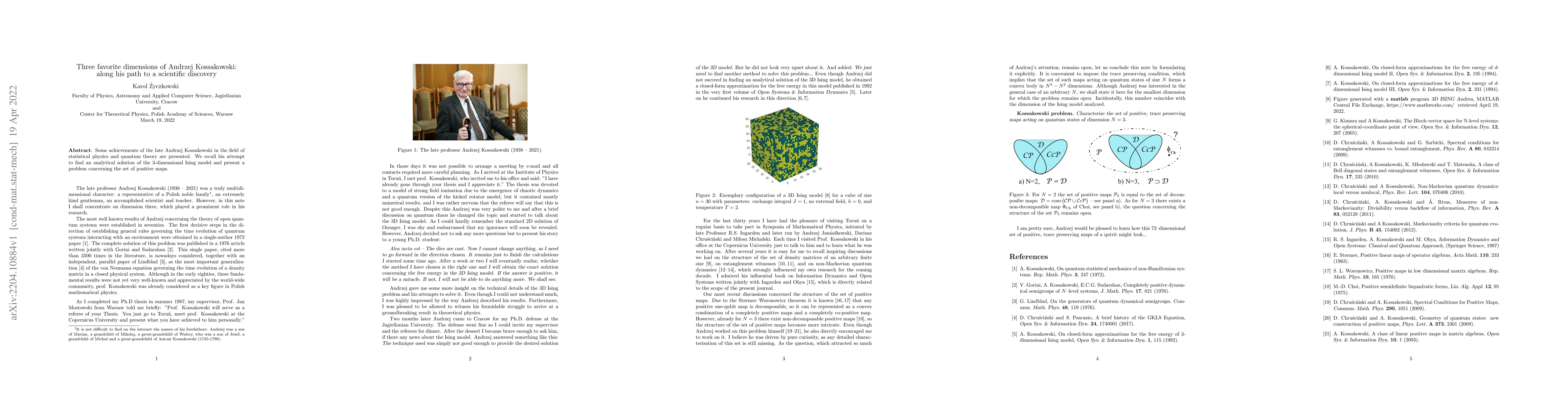 Thumbnail for Three favorite dimensions of Andrzej Kossakowski: along his path to a
  scientific discovery