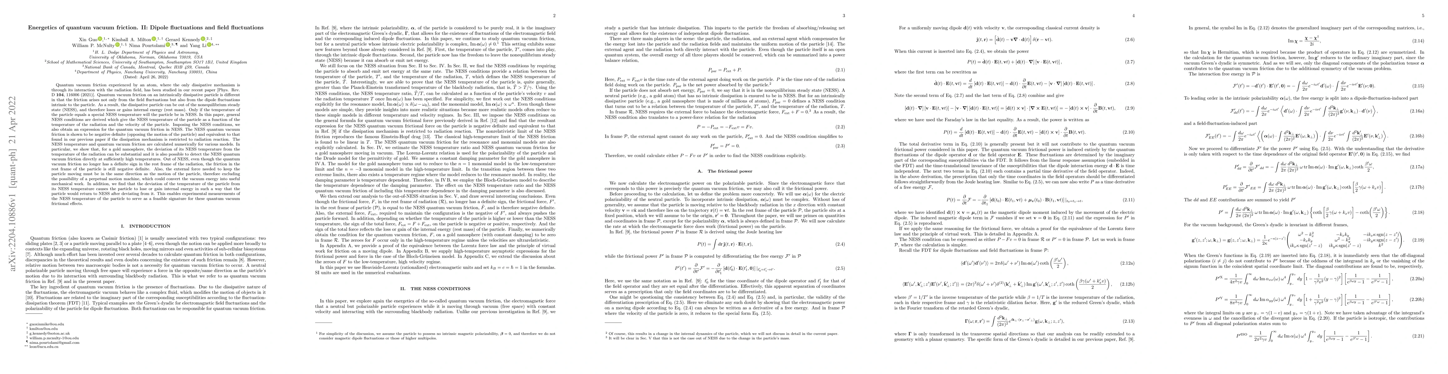 Thumbnail for Energetics of quantum vacuum friction. II: Dipole fluctuations and field
  fluctuations
