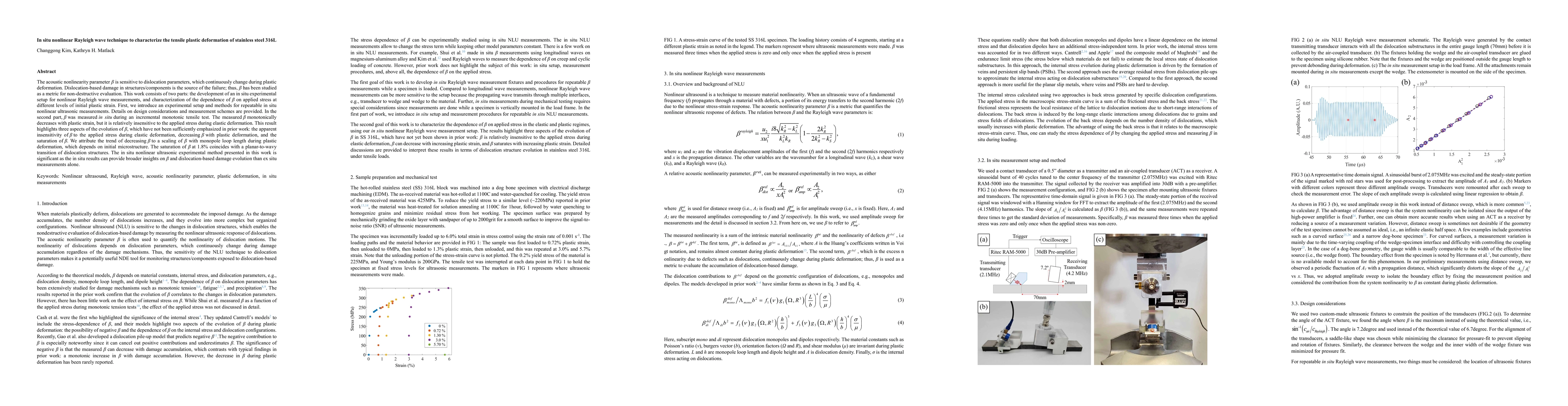 Thumbnail for In situ nonlinear Rayleigh wave technique to characterize the tensile
  plastic deformation of stainless steel 316L