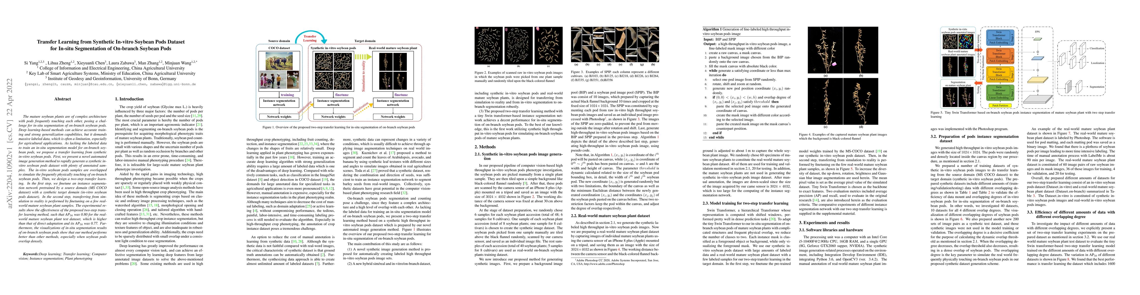 Thumbnail for Transfer Learning from Synthetic In-vitro Soybean Pods Dataset for
  In-situ Segmentation of On-branch Soybean Pod