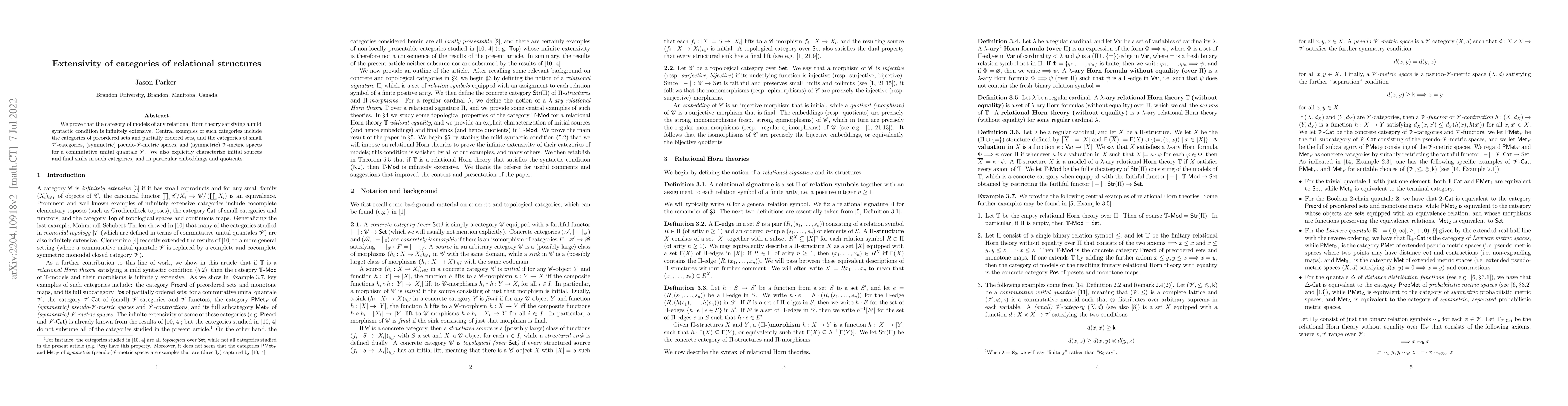 Thumbnail for Extensivity of categories of relational structures