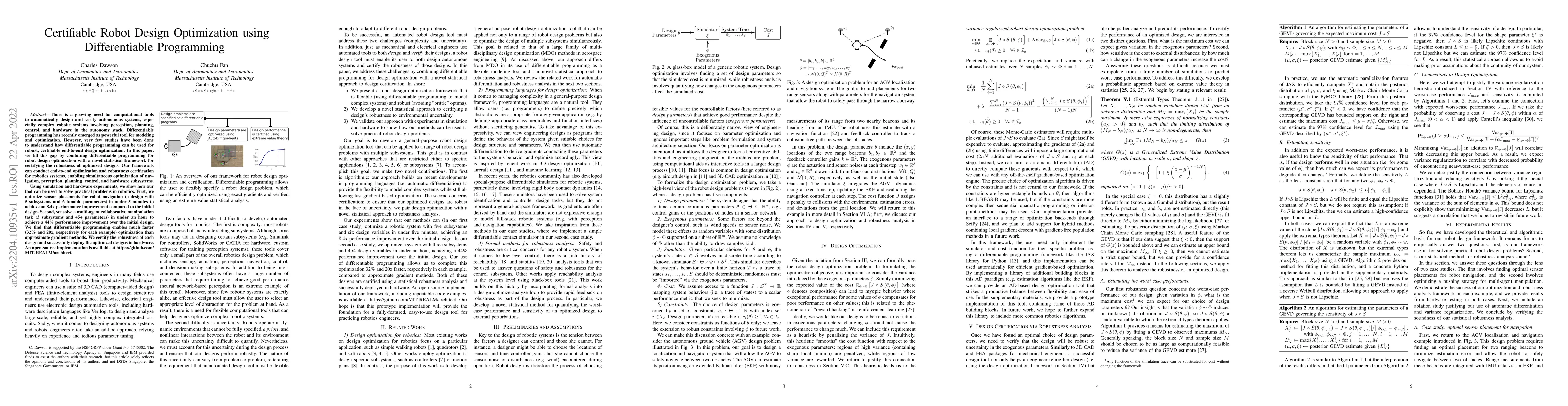 Thumbnail for Certifiable Robot Design Optimization using Differentiable Programming