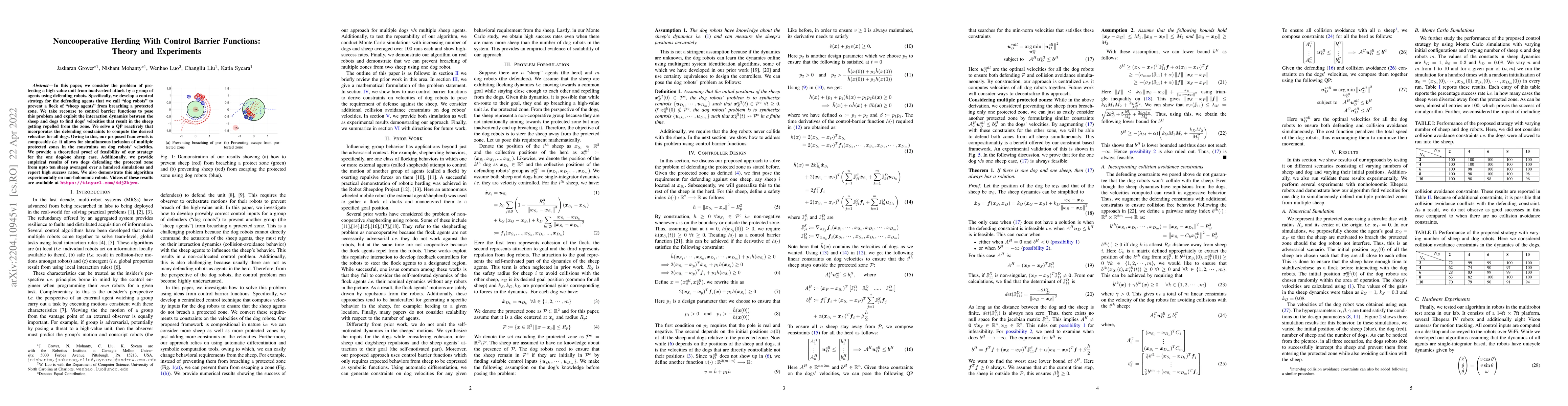 Thumbnail for Noncooperative Herding With Control Barrier Functions: Theory and
  Experiments