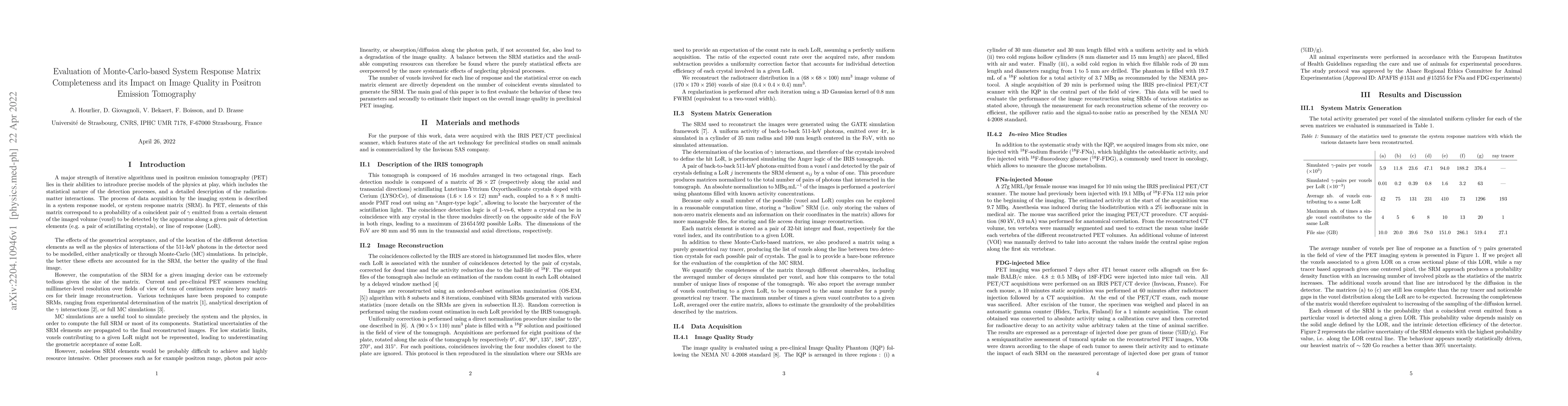 Thumbnail for Evaluation of Monte-Carlo-based System Response Matrix Completeness and
  its Impact on Image Quality in Positron Emission Tomography