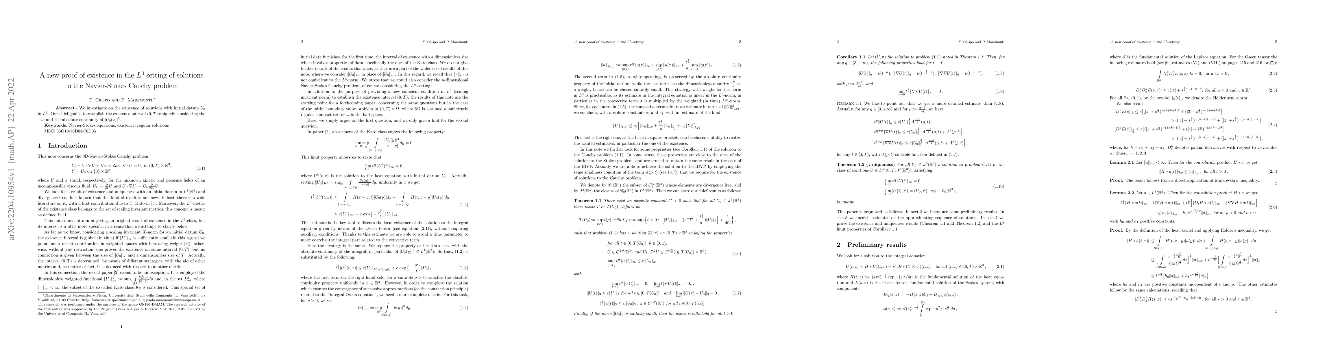 Thumbnail for A new proof of existence in the L3-setting of solutions to the
  Navier-Stokes Cauchy problem