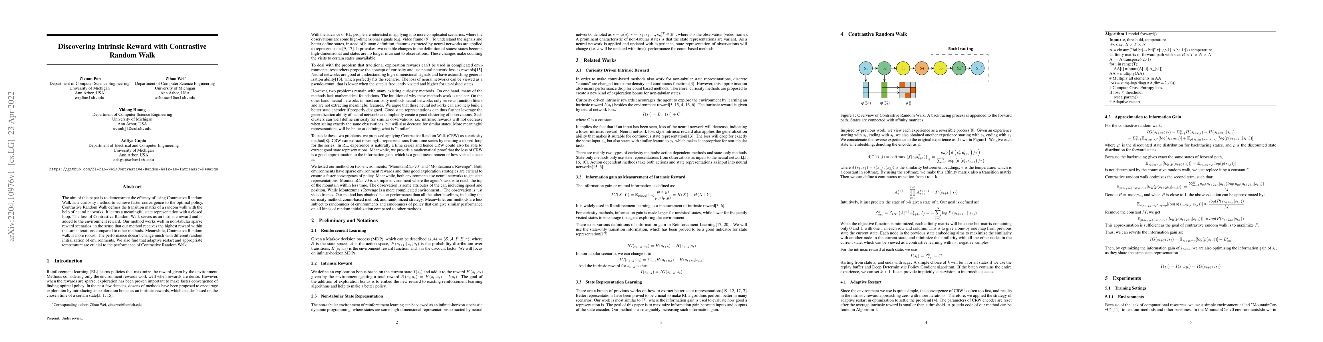 Thumbnail for Discovering Intrinsic Reward with Contrastive Random Walk