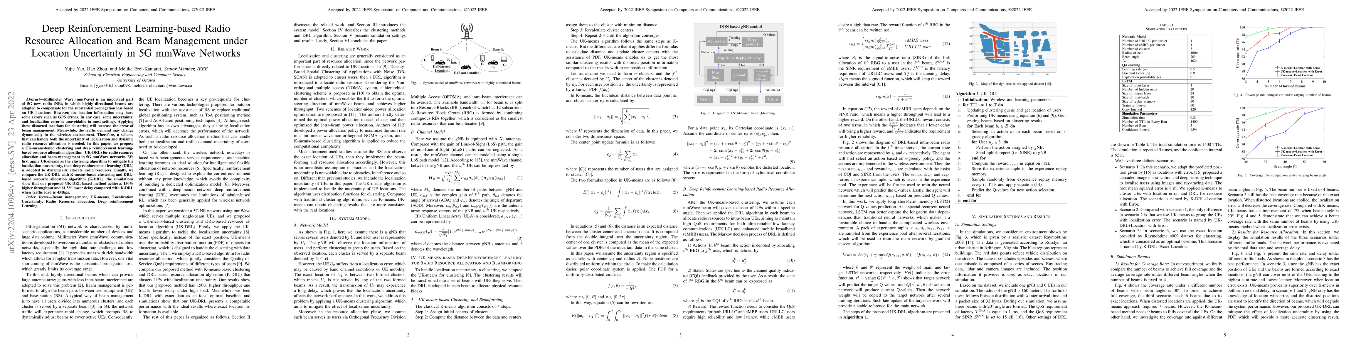 Thumbnail for Deep Reinforcement Learning-based Radio Resource Allocation and Beam
  Management under Location Uncertainty in 5G mmWave Networks