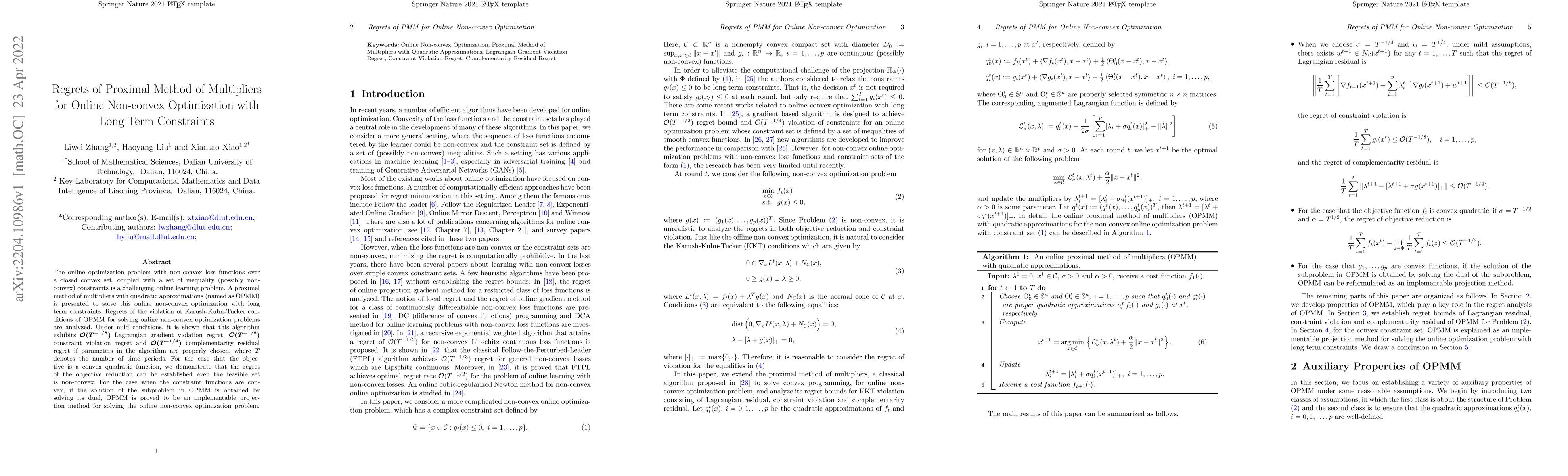 Thumbnail for Regrets of Proximal Method of Multipliers for Online Non-convex
  Optimization with Long Term Constraints