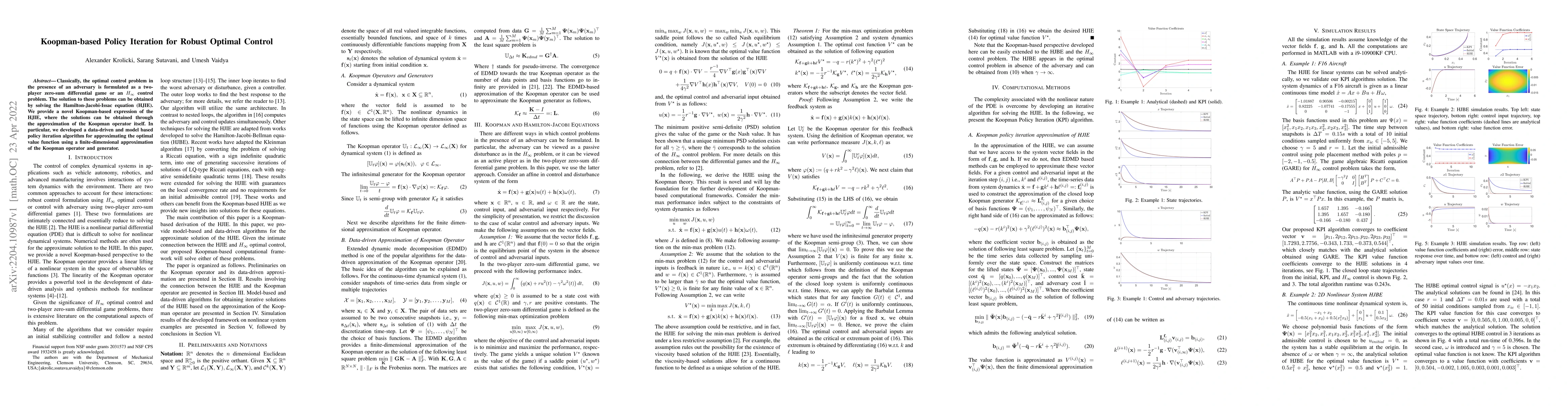Thumbnail for Koopman-based Policy Iteration for Robust Optimal Control