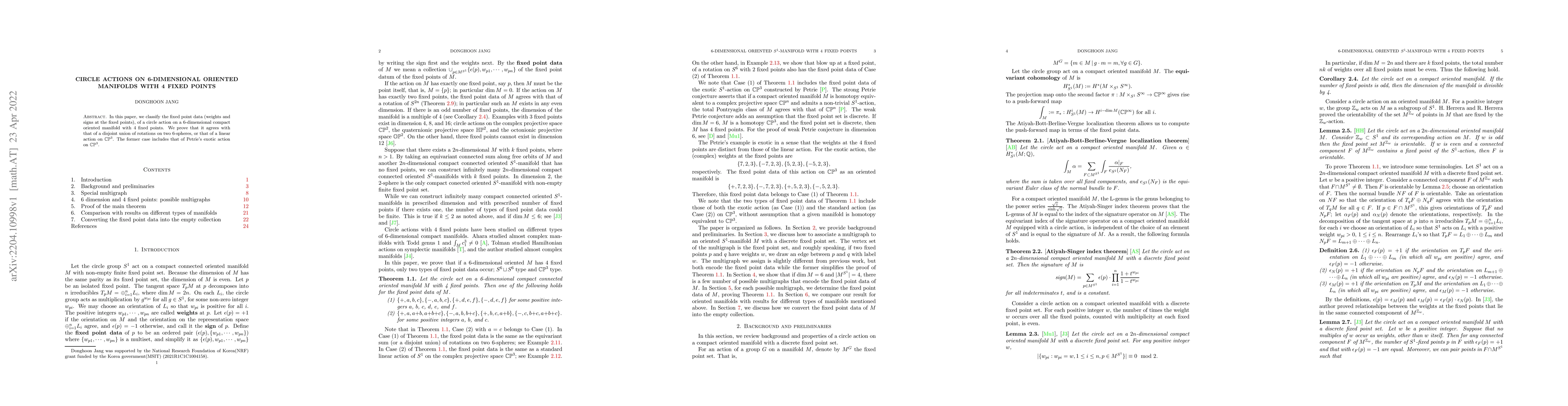 Thumbnail for Circle actions on 6-dimensional oriented manifolds with 4 fixed points