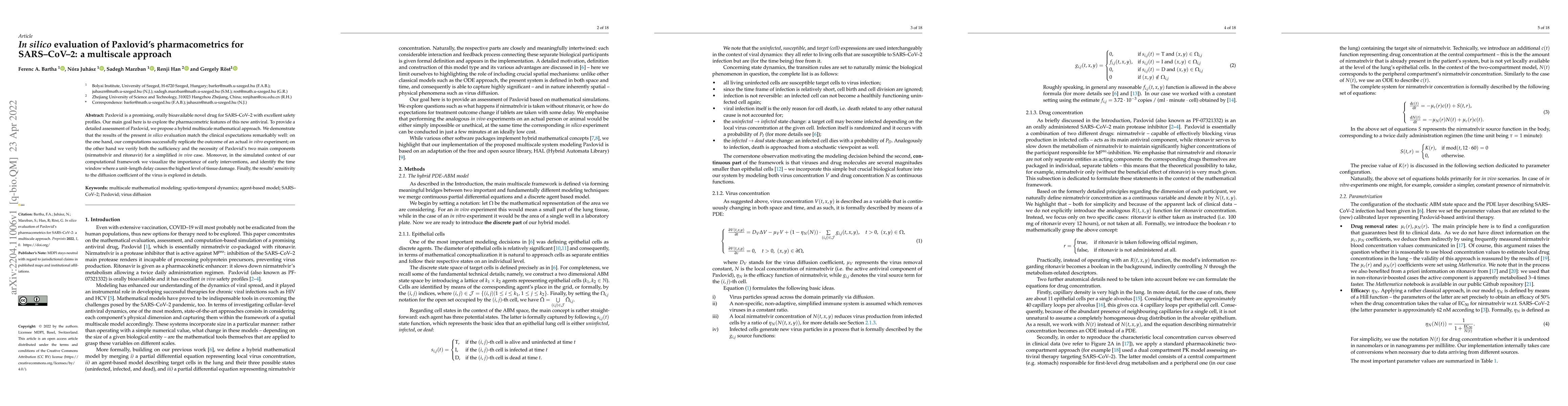 Thumbnail for In silico evaluation of Paxlovid's pharmacometrics for SARS-CoV-2: a
  multiscale approach