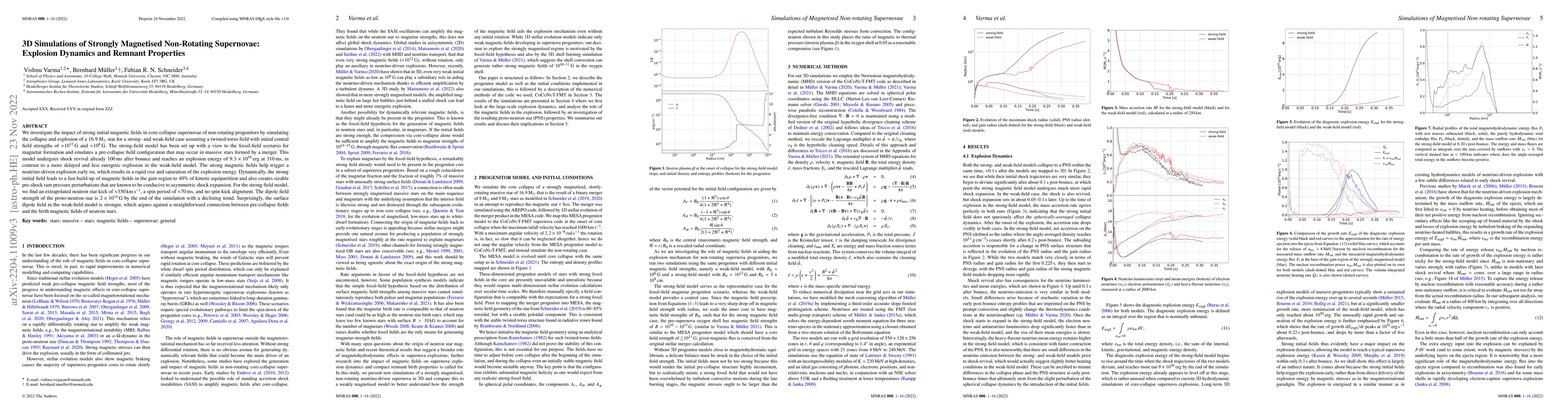Thumbnail for 3D Simulations of Strongly Magnetised Non-Rotating Supernovae: Explosion
  Dynamics and Remnant Properties