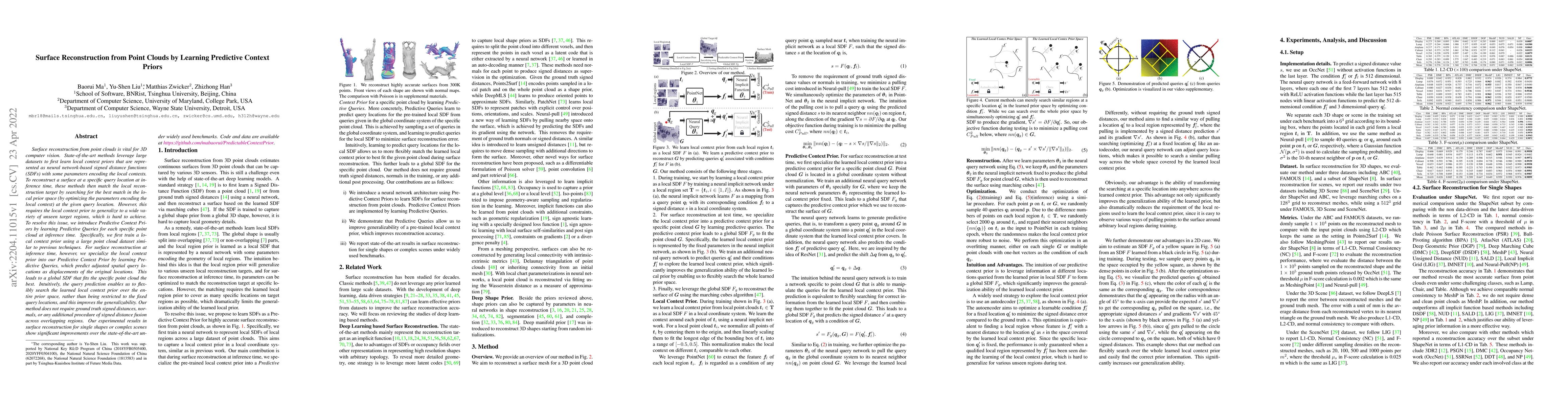 Thumbnail for Surface Reconstruction from Point Clouds by Learning Predictive Context
  Priors