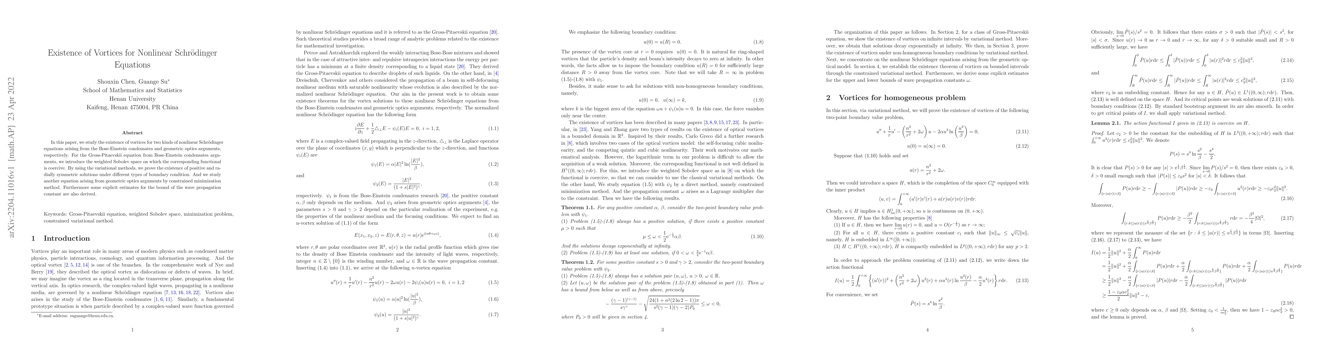 Thumbnail for Existence of Vortices for Nonlinear Schr\"{o}dinger Equations