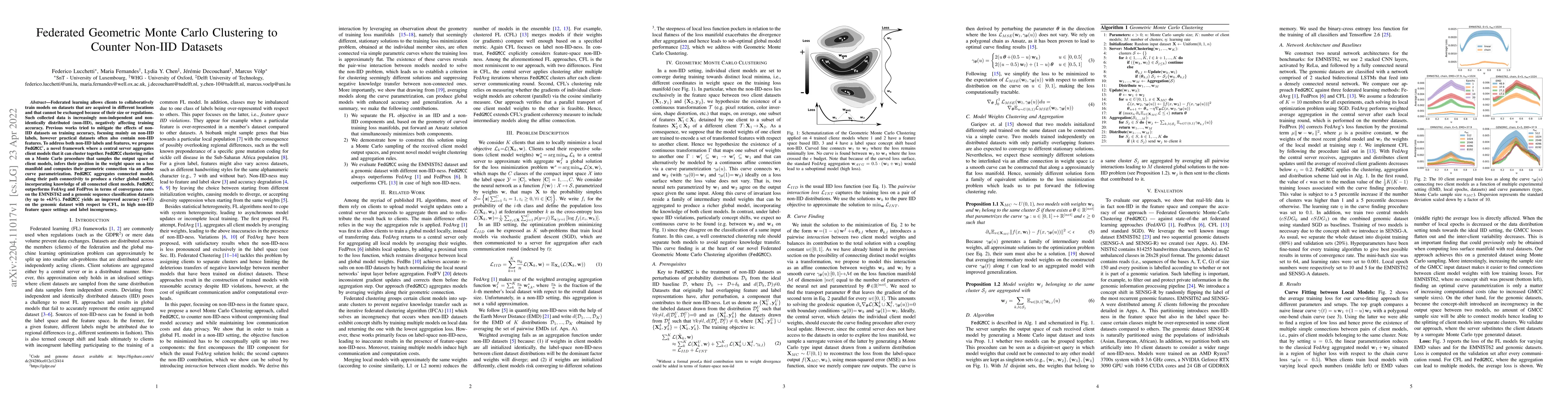 Thumbnail for Federated Geometric Monte Carlo Clustering to Counter Non-IID Datasets