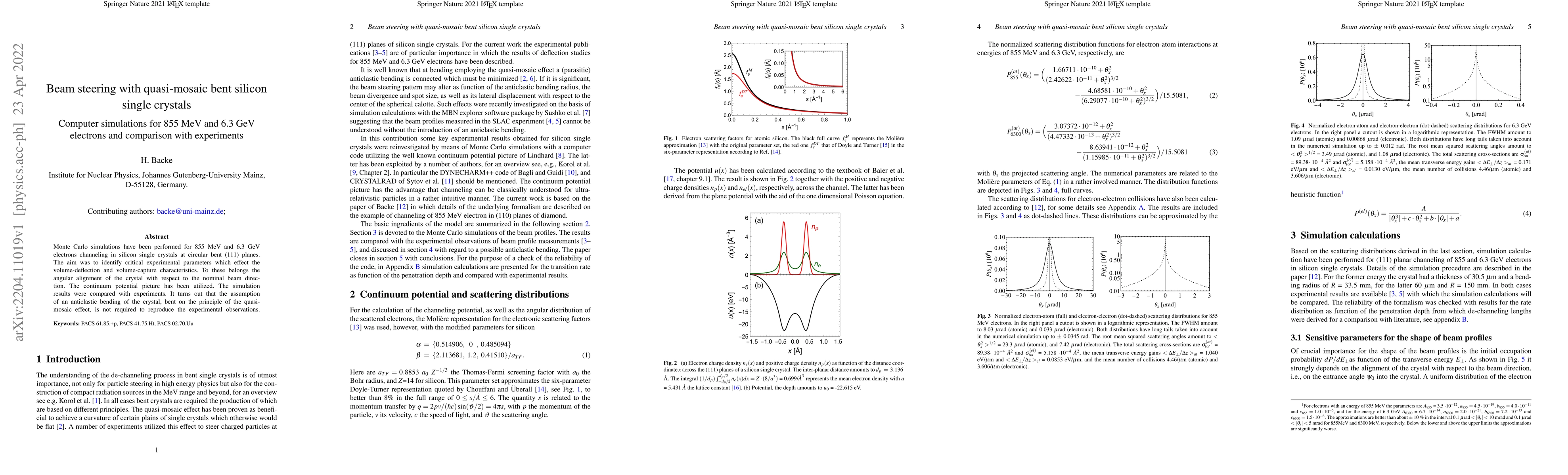Thumbnail for Beam steering with quasi-mosaic bent silicon single crystals -- Computer
  simulations for 855 MeV and 6.3 GeV electrons and comparison with experiments