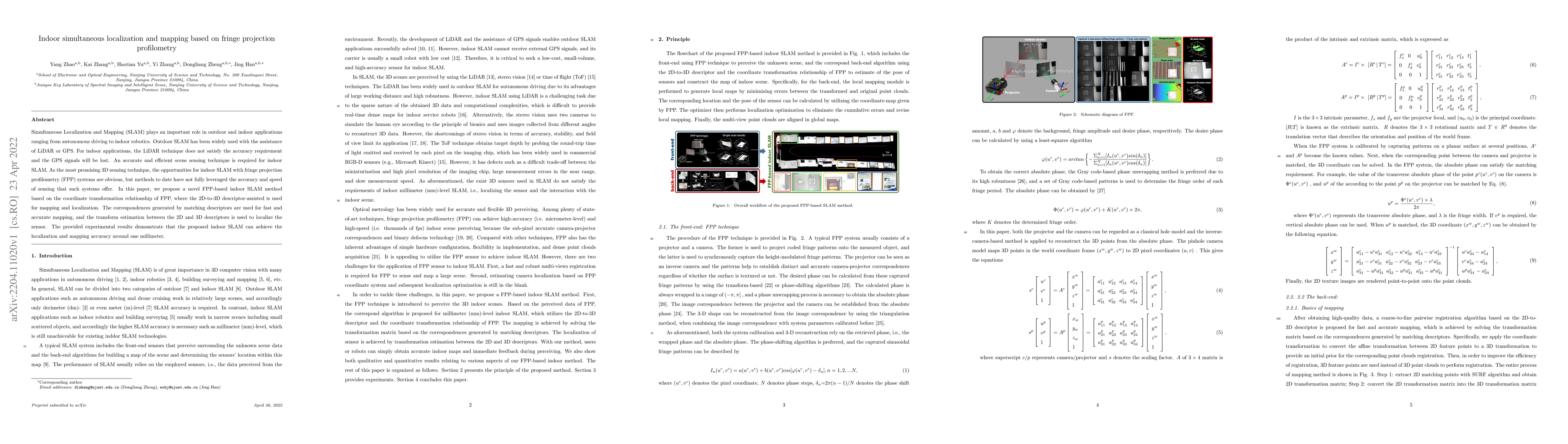 Thumbnail for Indoor simultaneous localization and mapping based on fringe projection
  profilometry