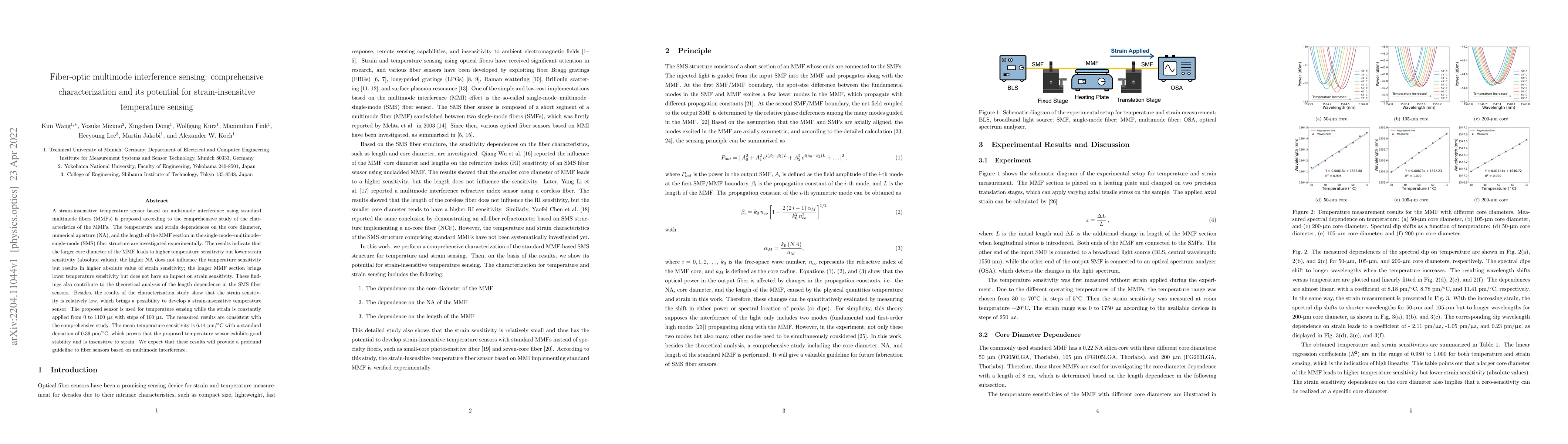 Thumbnail for Fiber-optic multimode interference sensing: comprehensive
  characterization and its potential for strain-insensitive temperature sensing